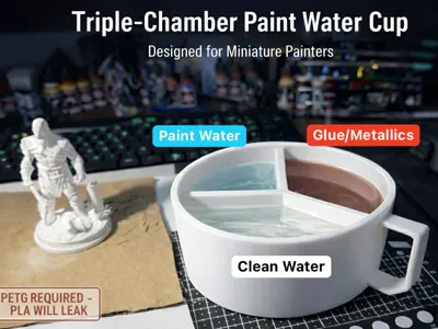 Miniature Painting Water Cup – 3 Separate Chambers