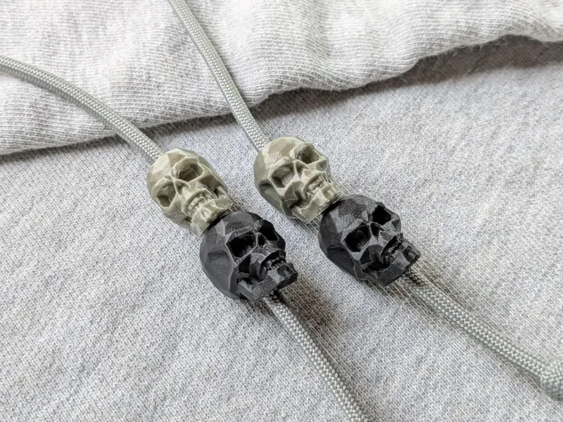 Low Poly Skull Drawstring Beads