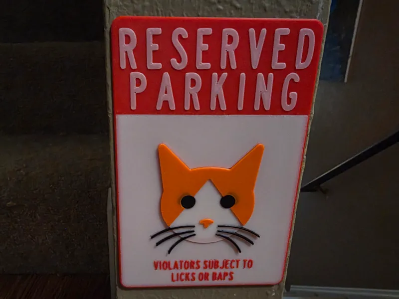 Reserved Parking Sign for Cat's Favorite Nap Spot