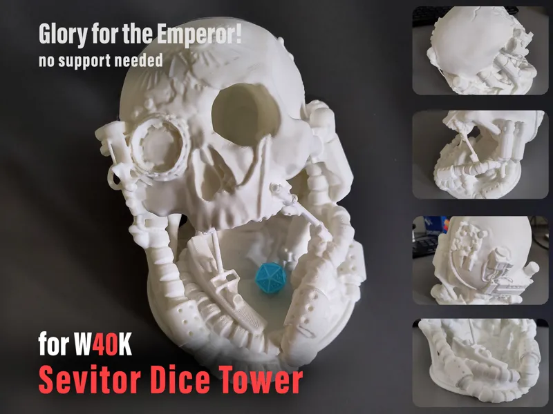W40k Servitor Skull Dice Tower