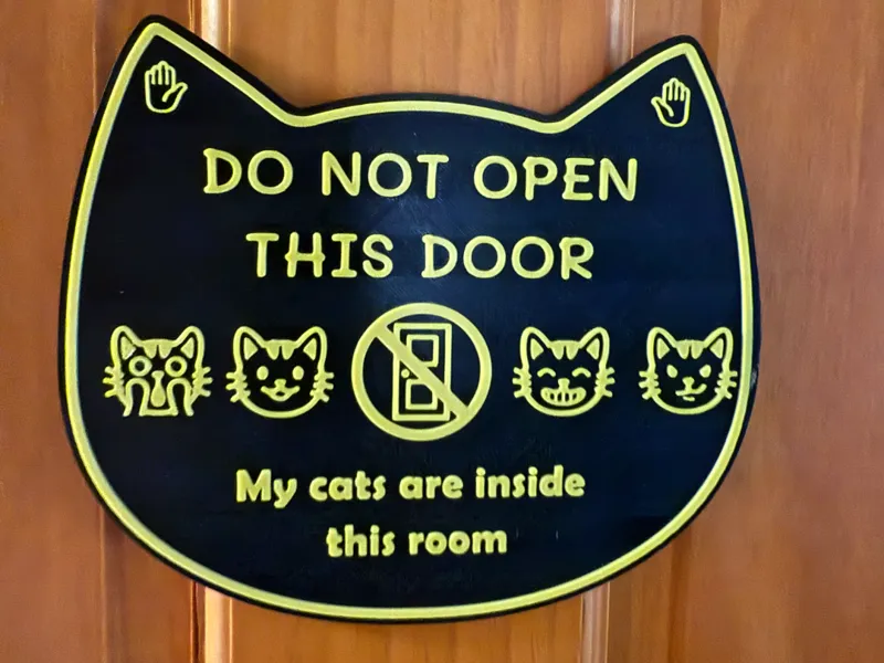 Do not open this door. my caats are inside