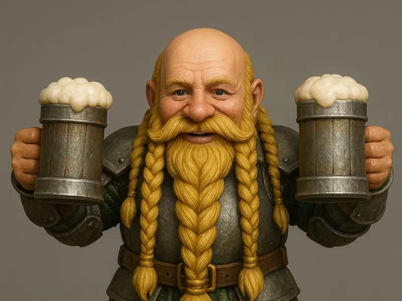 Friendly Dwarf with Beer Mugs (Miniature Figure)