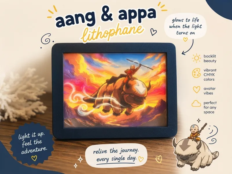 Aang & Appa CMYK Lithophane (Avatar)