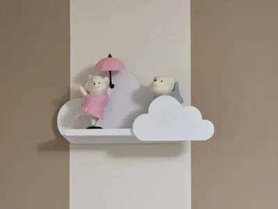 Whimsical Cloud Floating Shelf