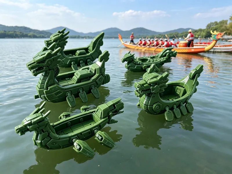 五款带有涡喷推进器的机甲龙舟（可漂浮）