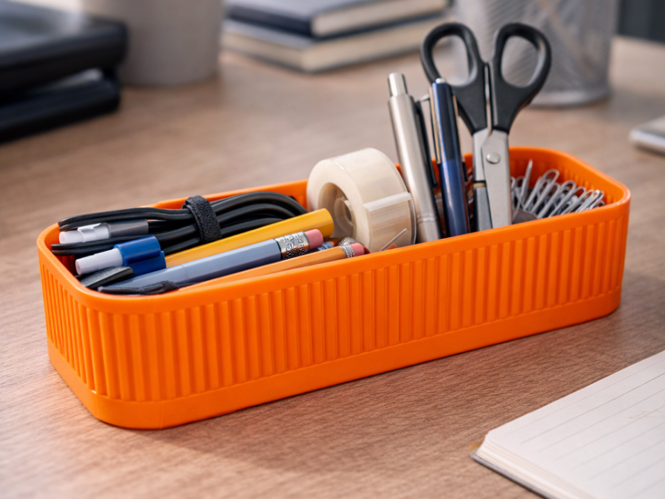 Minimalist Desk Organizer  – Ribbed Storage Box