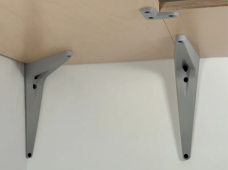 Strong Shelf Brackets with 45° Corner Bracket. 