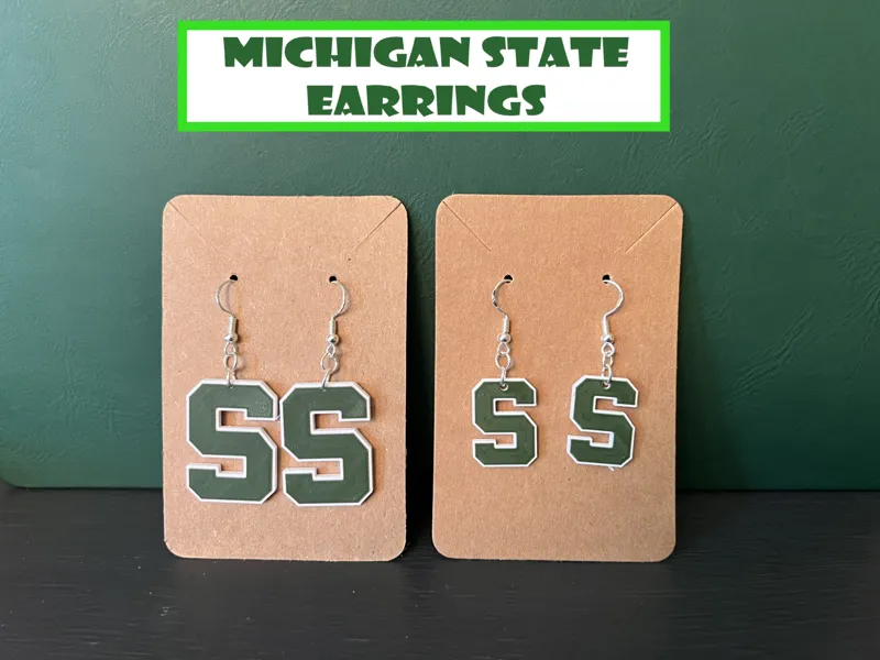 Michigan State "S" Earrings - Go Green!