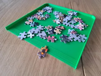 Stackable tray for sorting and moving puzzles