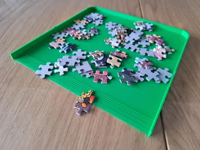 Stackable tray for sorting and moving puzzles