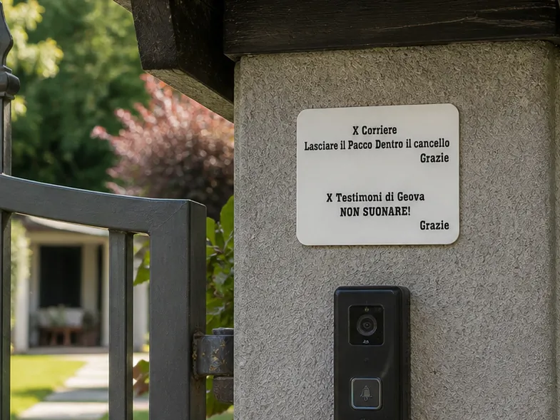 Cartello per Corrieri e divieto testimoni Geova