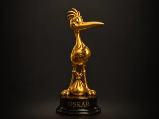 Golden Stork Trophy | Cute Baby Shower Decoration