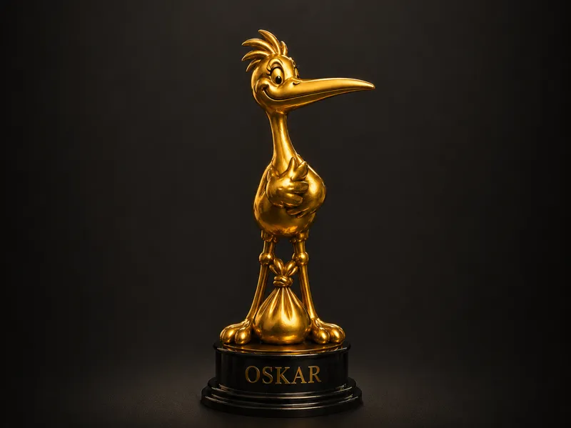 Golden Stork Trophy | Cute Baby Shower Decoration