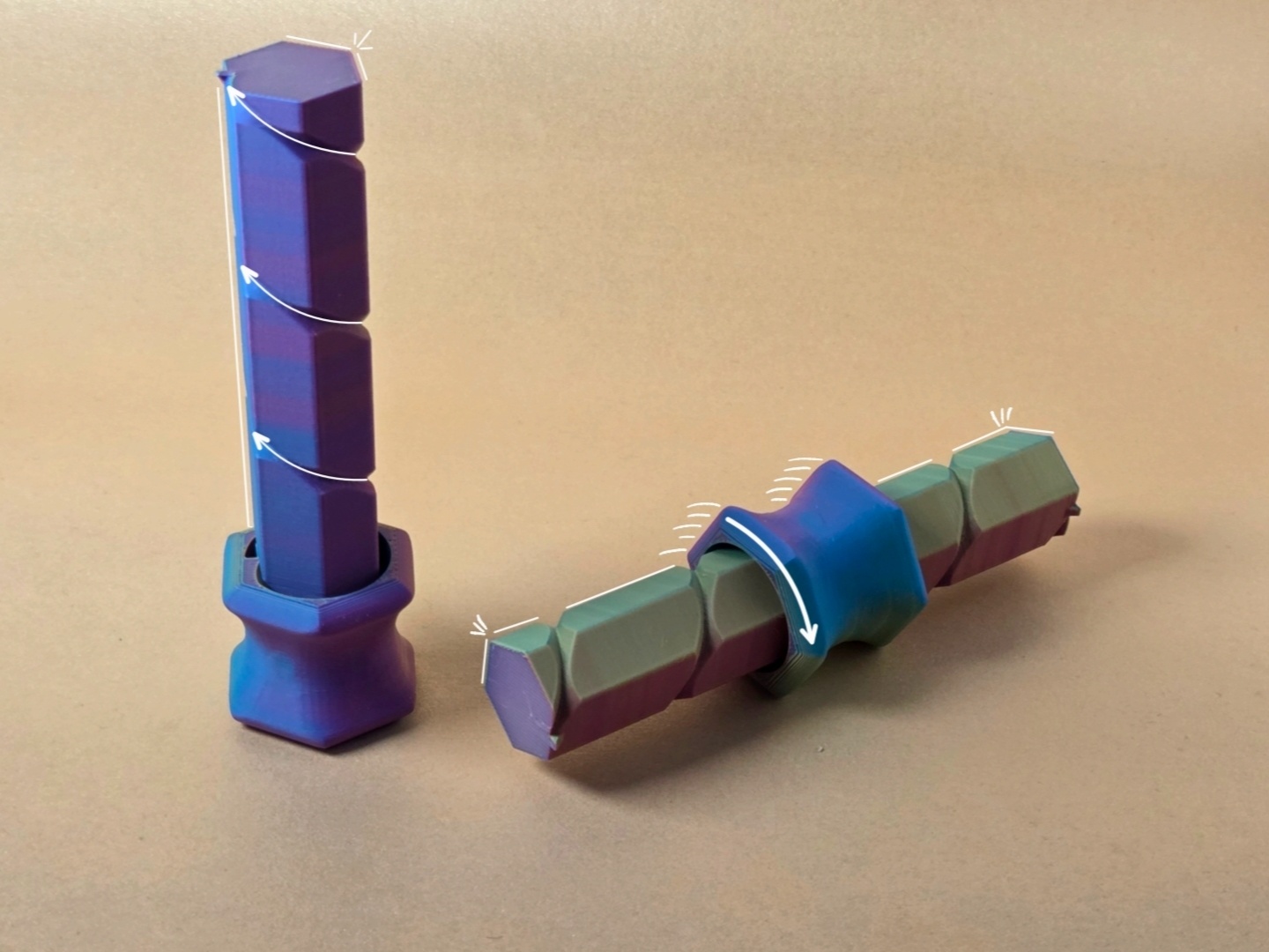 Threading Hex Spiral Toy - Print in Place