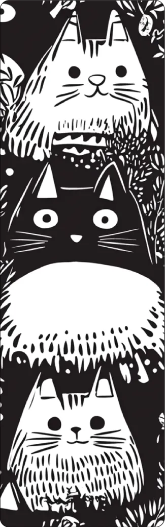 Bookmark - Cats in the Woods in Black & White