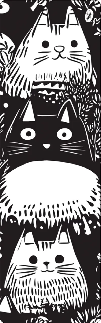 Bookmark - Cats in the Woods in Black & White
