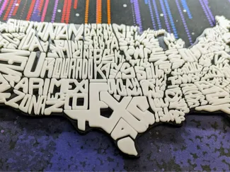 USA 3D Map Typographic Wall Art