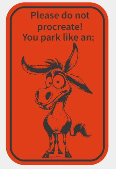 Credit card sized parking insult card
