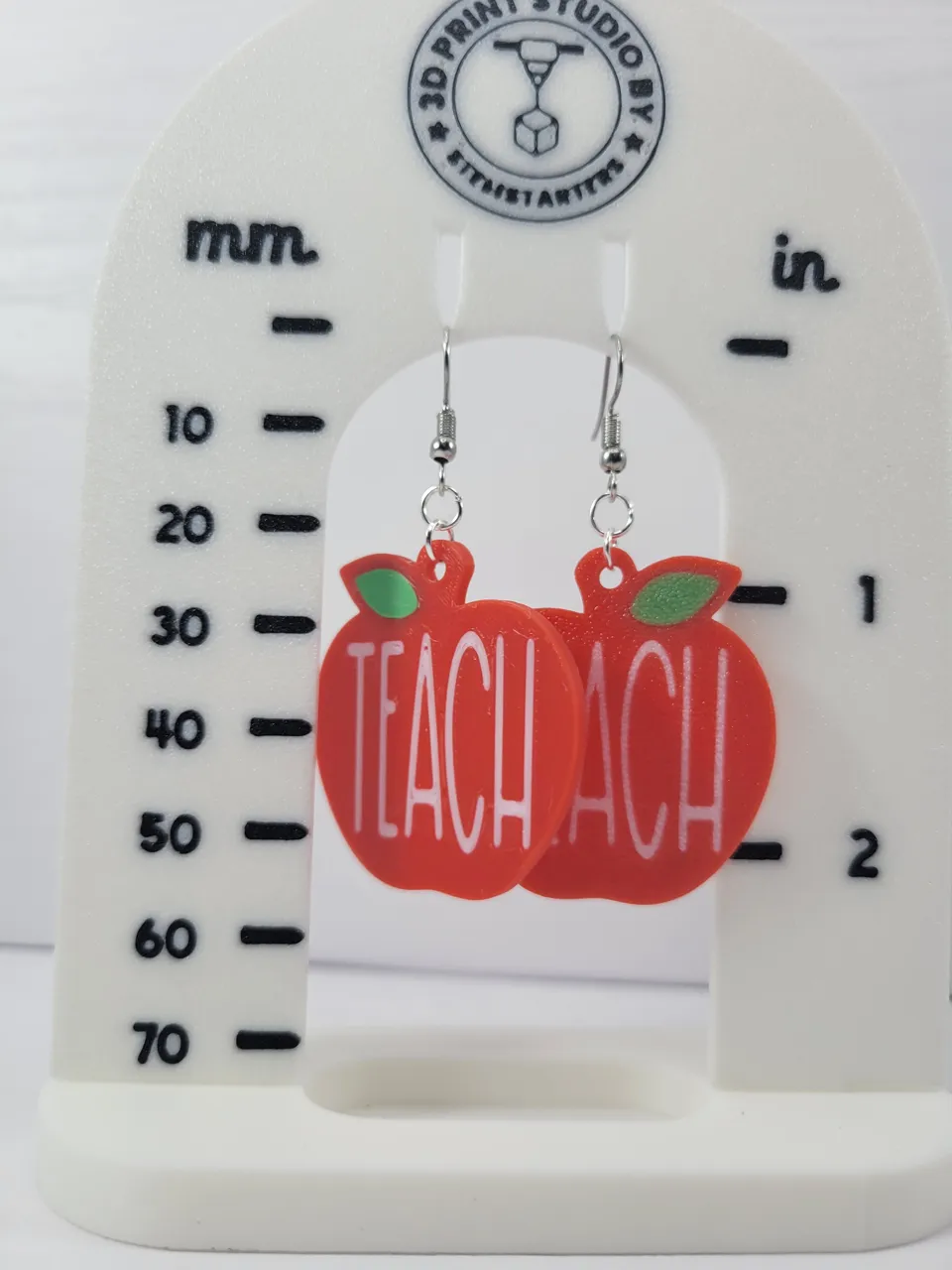 Teach Apple Earrings for Teacher School Gift view 2