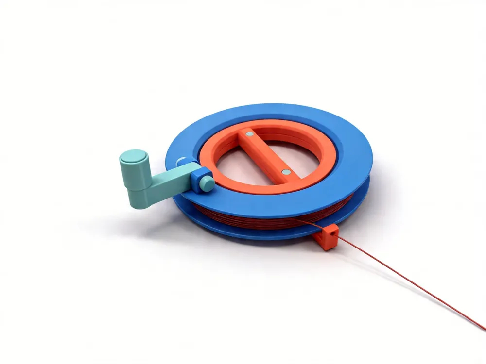 Miniatura 2 do modelo 3D 风筝，钓鱼绕线器手轮，手柄可折叠
