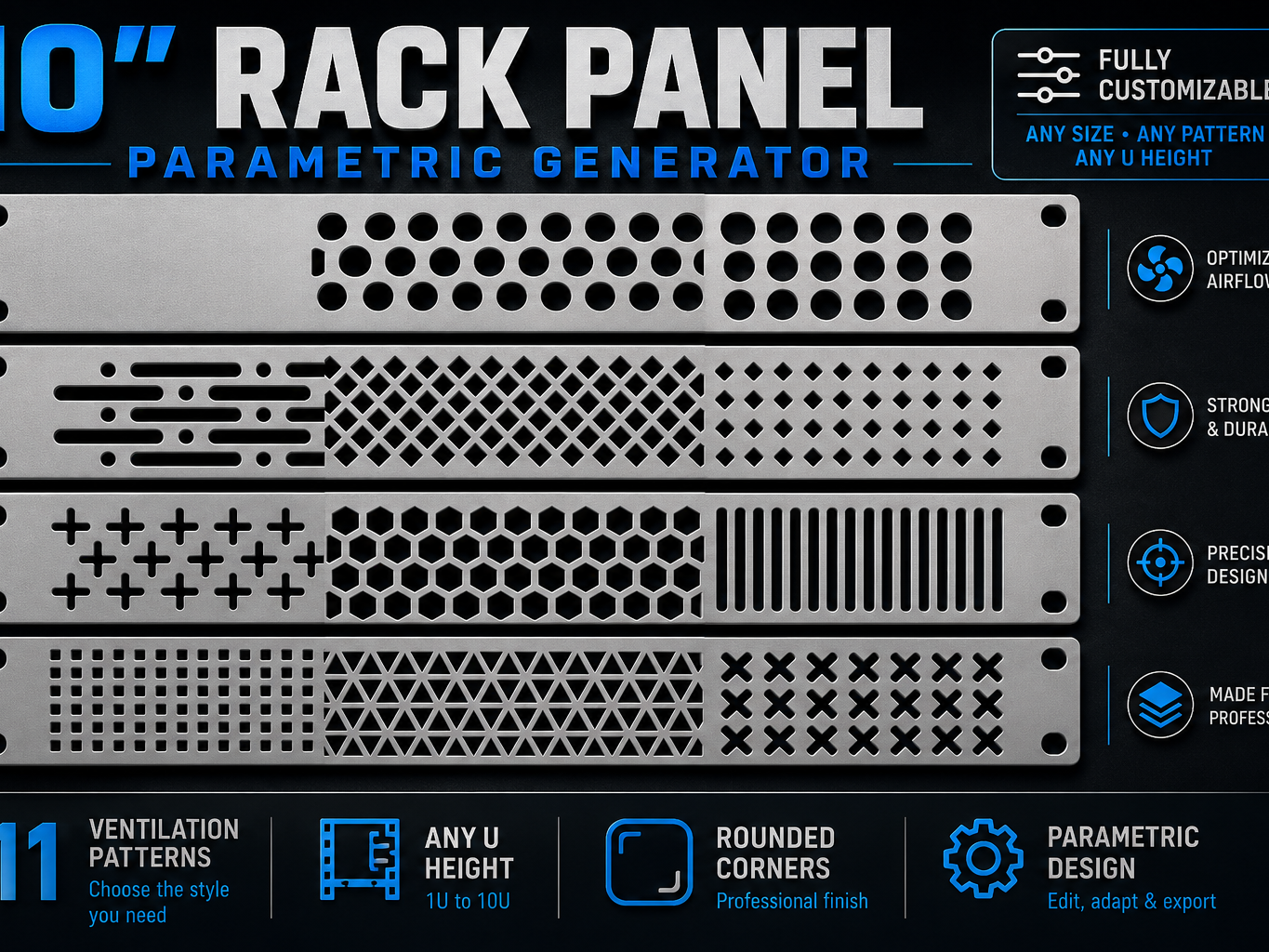 6" 10" 19" Rack Panel Generator – Blank & Vented