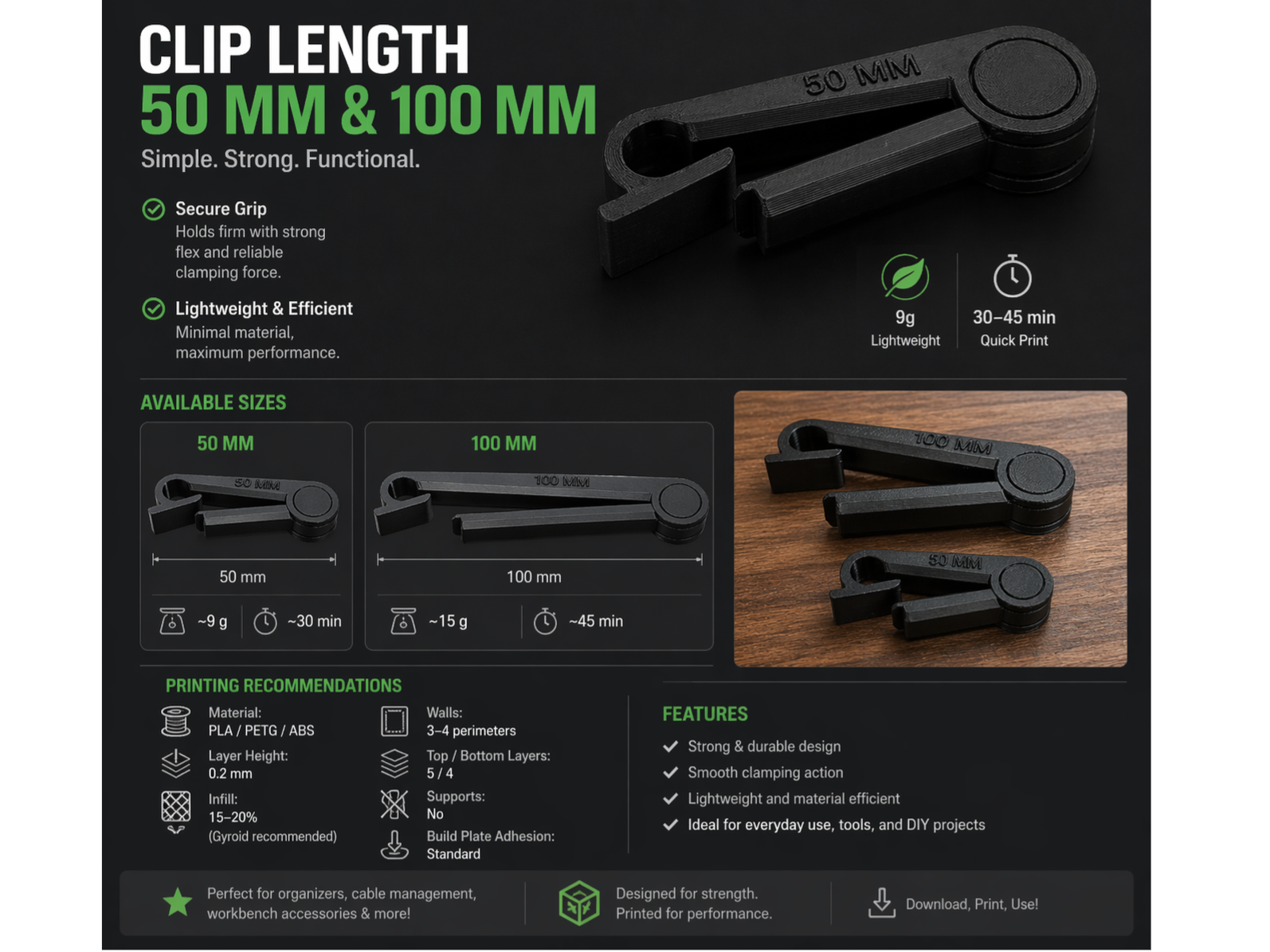 Flexible Snap Clamp Clip – 50mm & 100mm
