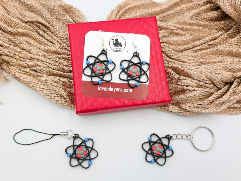 Atomic Model STEM Earrings, Charm, or Keychain