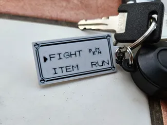 Retro Pokemon Fight Menu Keychain