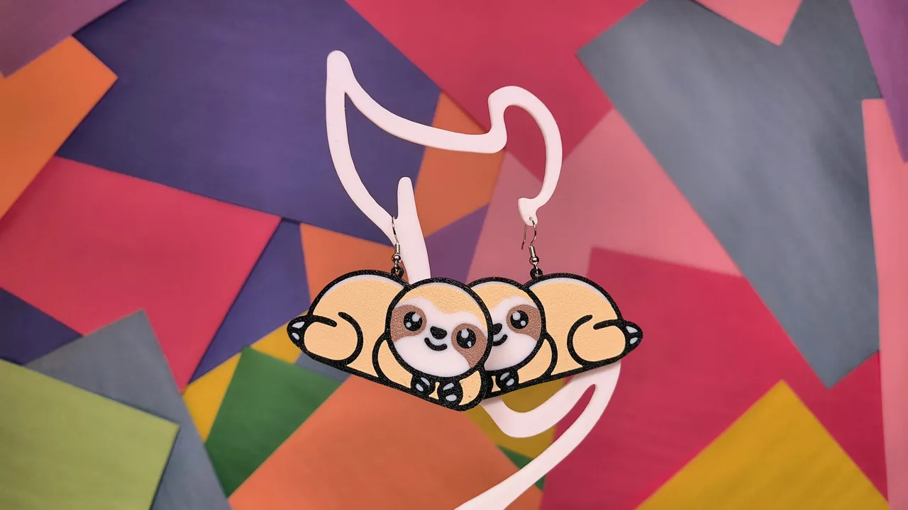 Sloth earrings view 3