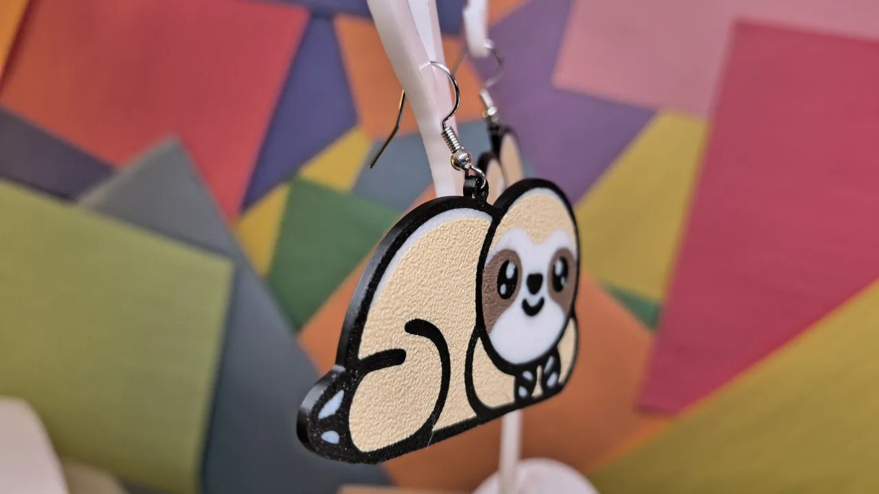 Sloth earrings view 2