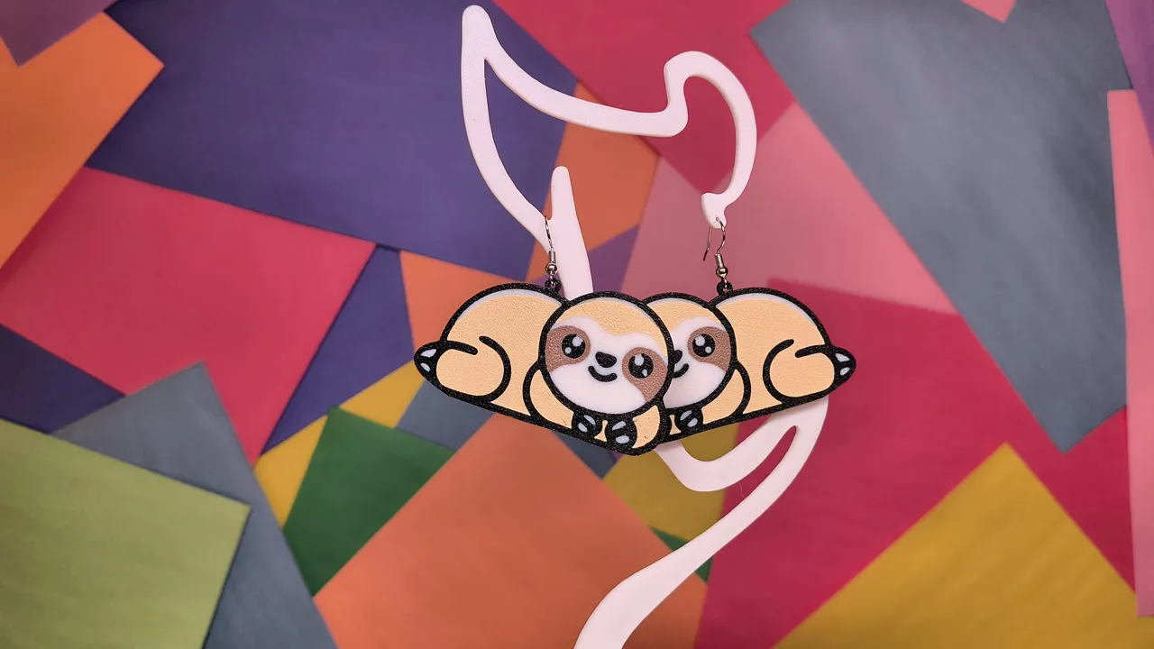 Sloth earrings view 4