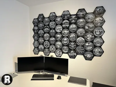 US American States Hex Wall Map – Modular Tile