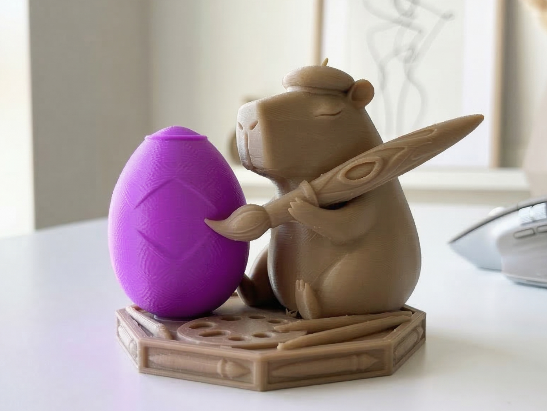 Easter Decoration Capybara Painter -  Egg Figurine