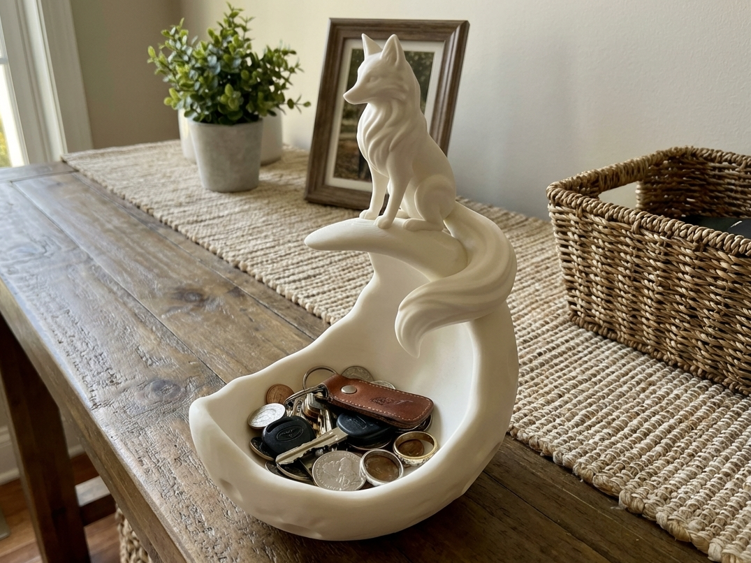 Celestial Fox Moon Tray - Elegant Desk Organizer
