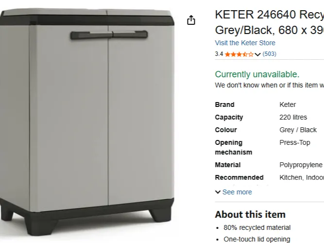 KETER 246640 Recycled Plastic Sorting Bin