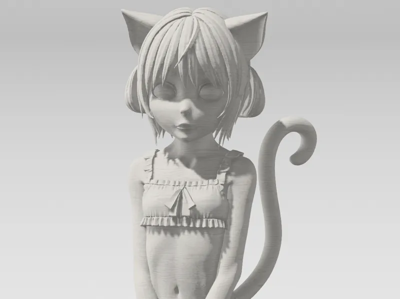 Kneeling Anime Cat Girl (Nekomimi) Figure