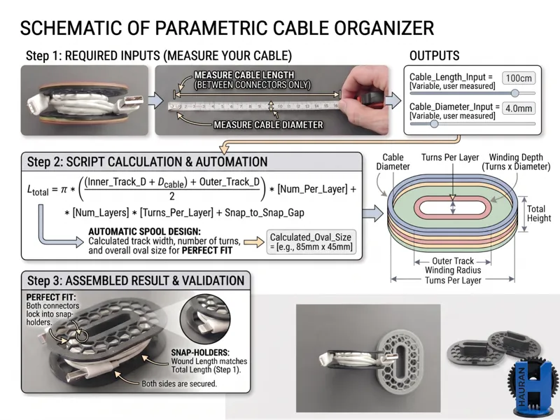 Parametric Perfect-Fit Cable Organizer Spool