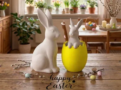 Easter Bunny Statue & Egg Bunny - NO AMS / AMS