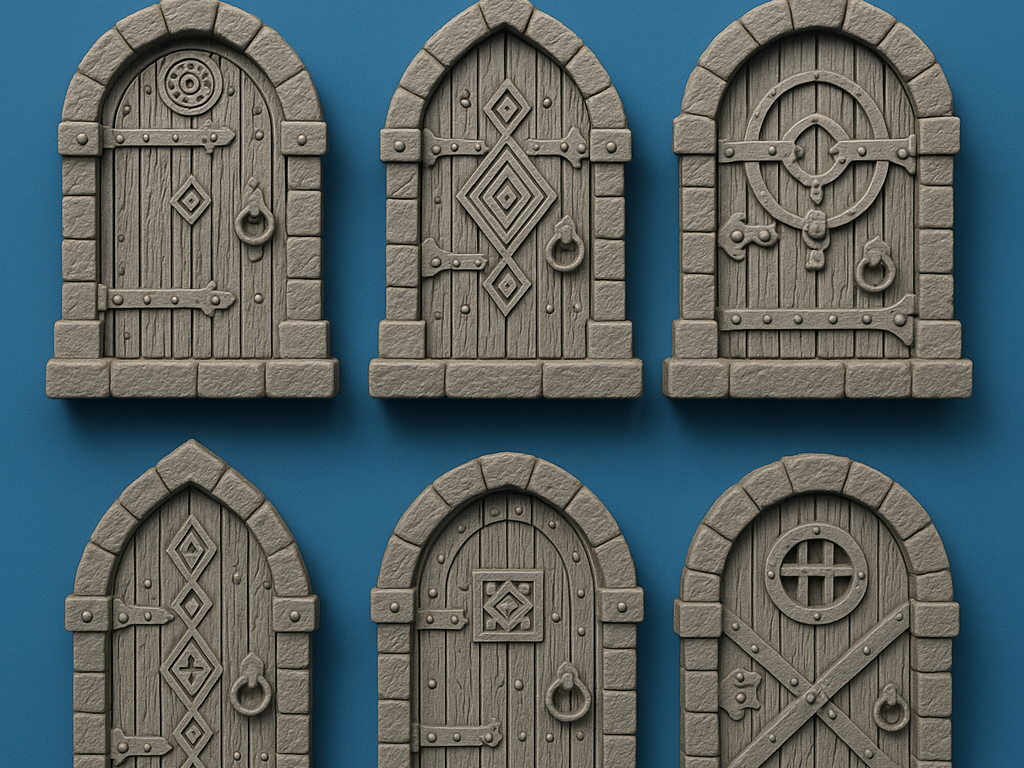 Medieval Wooden Door Pack 6 Fantasy Dungeon 