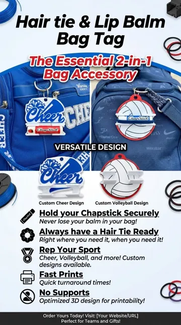 Accesorio para sujetar ligas de cabello: 2-1 Hair Tie & Lip Balm Volleyball Bag Tag — vista de referencia 5