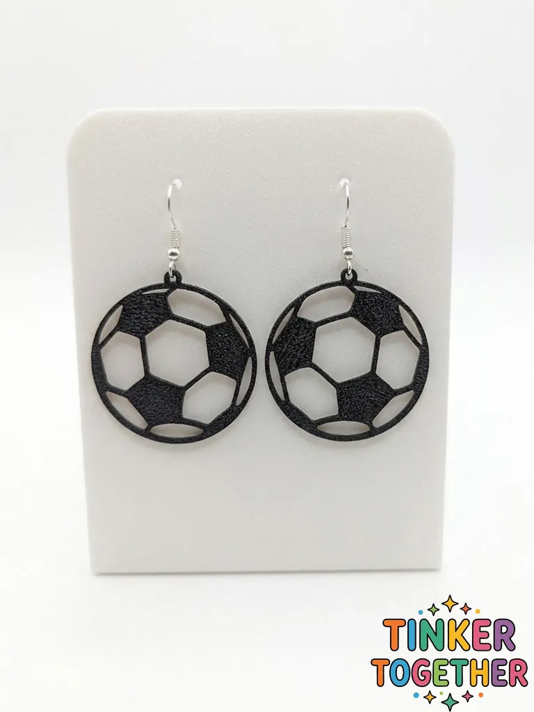 Soccer ball earrings - Free commercial rights view 2