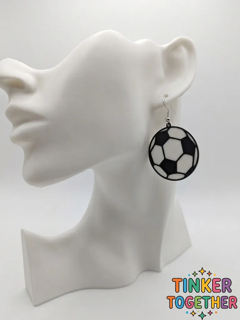 Soccer ball earrings - Free commercial rights view 3
