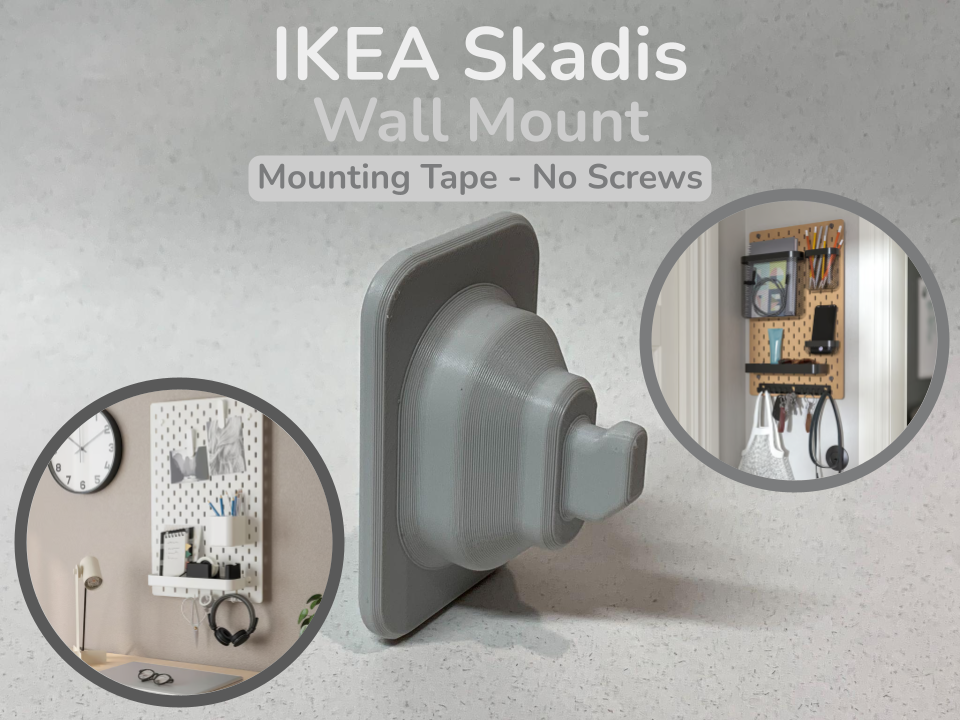 IKEA Skadis Wall Mount (Mounting Tape - No Screws)