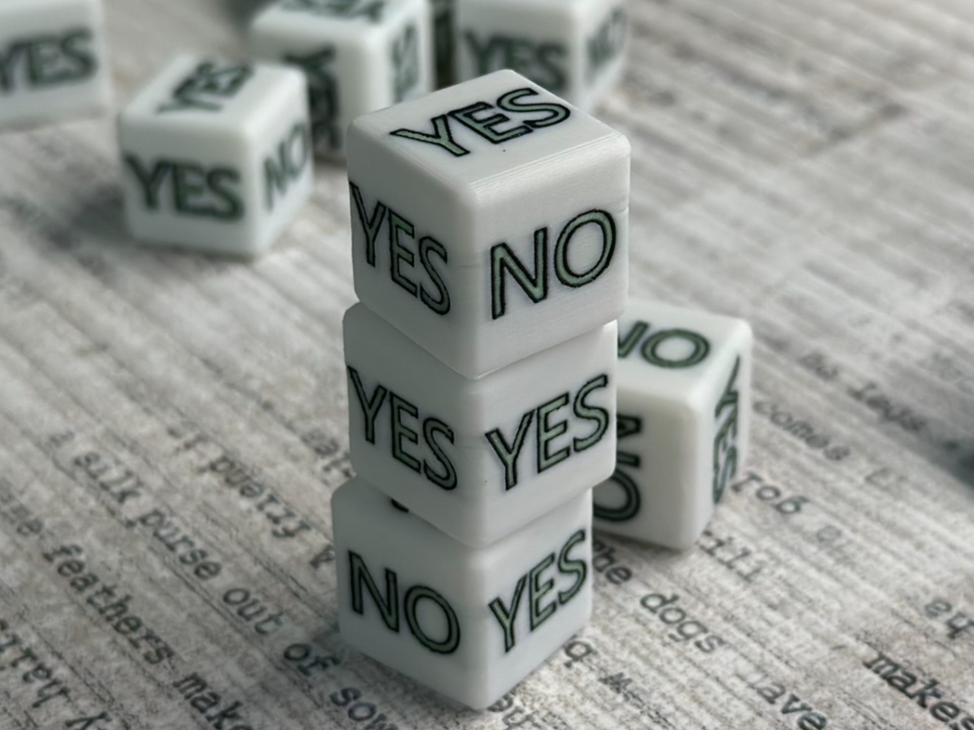 YES or NO Decision Dice Cube Glowing!