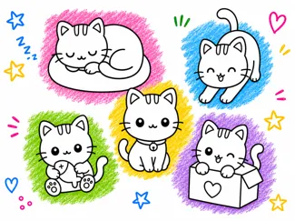 Gatitos para Pintar ¡Diversión para los Peques!