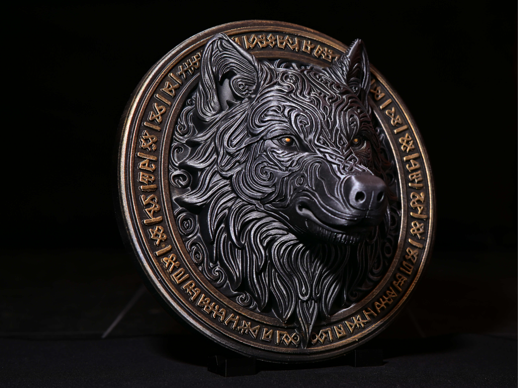 Fenrir Wolf Head Wall Relief – Viking Runes