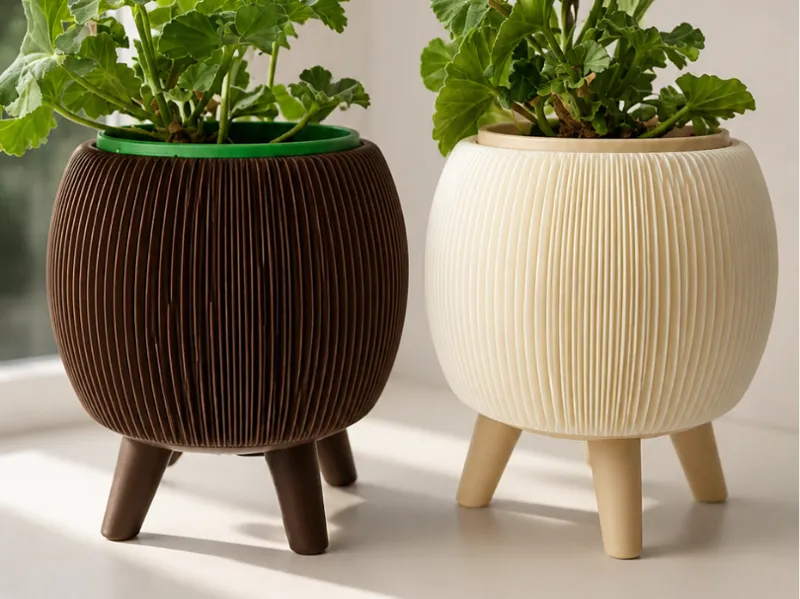 Modern Self-Watering Planter | Minimal Ribbed Pot