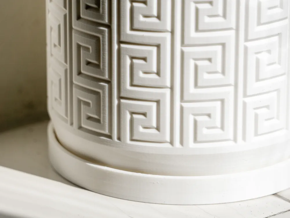 Aztec Pattern Debossed Planter Pot, with Drainage Holes, Drip Tray by ...