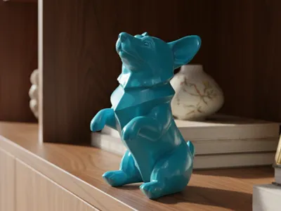 Modern Sculpture of a Corgi Begging