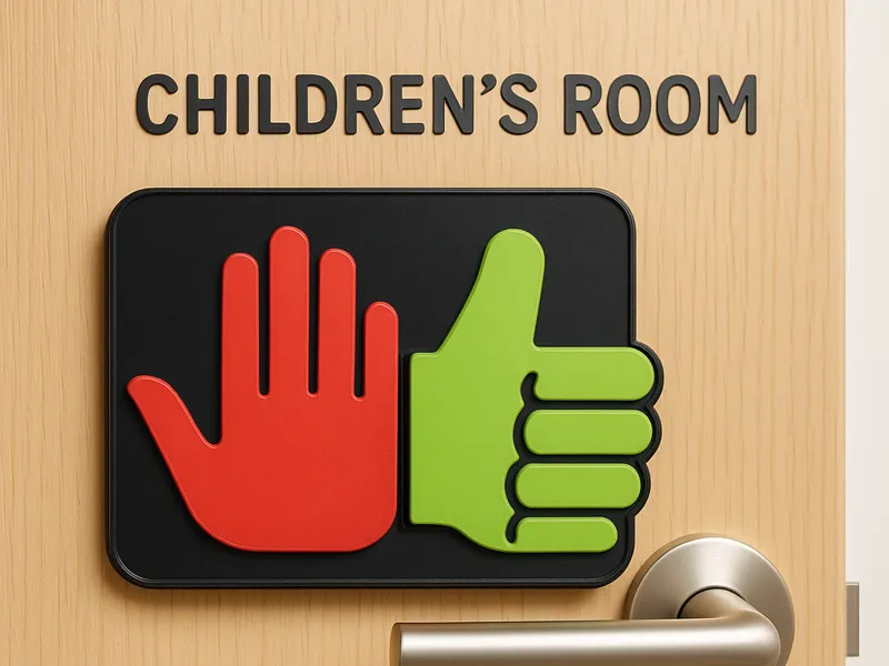 Kinderzimmer-Türschild „Stop / Komm rein“